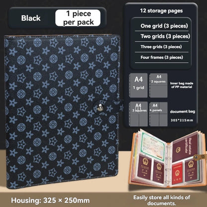 1PC Household ID Storage Book A4 Thickened Pattern ID Storage Bag Cat Eye Buckle Card Bag Storage Book Document Storage Book
