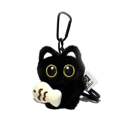 Cute Plush Black Cat Doll Toy Keychain Bag Pendant Charms Car Keyring Accessories For Women Couples Gift - F
