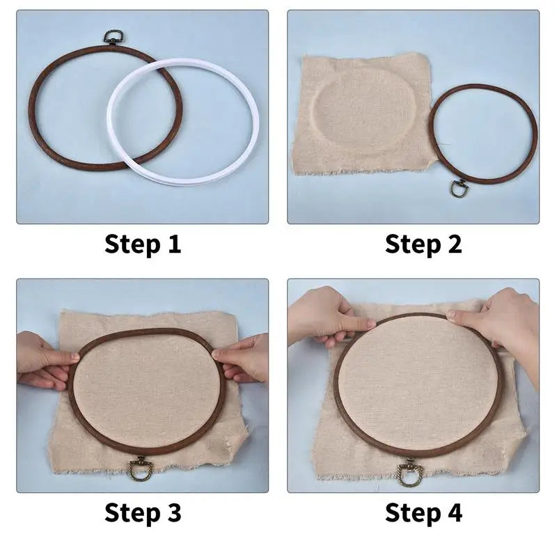 Sewing Tool Round Oval Wooden Color Embroidery Hoops Frame Set Plastic Embroidery Hoop Rings For DIY Cross Stitch Needle Craf