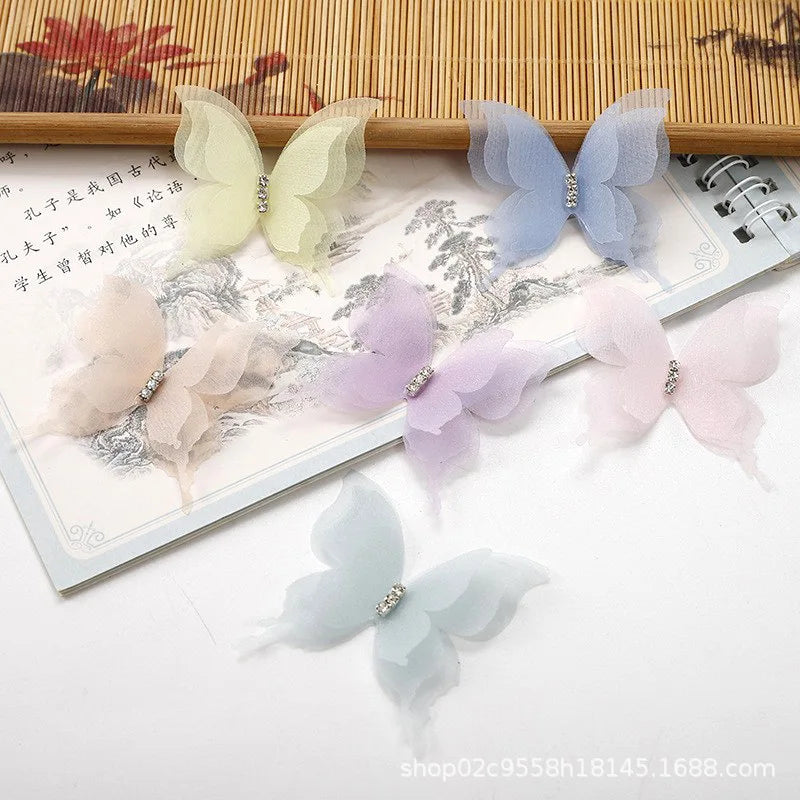 1 pcs 5cm DIY Organza 3D Butterfly Appliques Chiffon Fantasy Translucent Butterflies for Sewing Craft Decoration