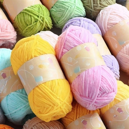 Pear Lustre Chenille Yarn 148Meters/Skein 2mm Thin Pleuche Wool Rope for Hand Crochet Dolls Shoes Materials