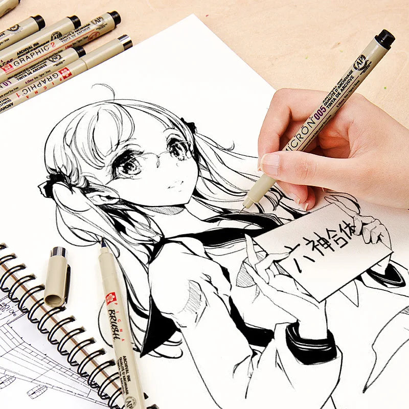 1pcs Sakura Pigma Micron Fine Pen Waterproof Smooth Black Ink Fineliner Drawing Pens Art Sketch Marker Liner Rotulador Tekene