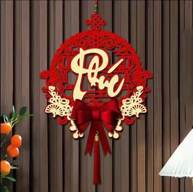 2026 Lunar New Year Decorations - Traditional Tet Festival Hanging Ornaments with Tassels, Asian Spring Festival Home Decor G