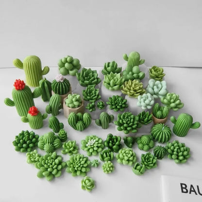 DIY Cactus Aromatherapy Candle Silicone Mold Simulation Cactus Dropper Resin Gypsum Ornament Mold DIY Glue Resin Succulent Mo