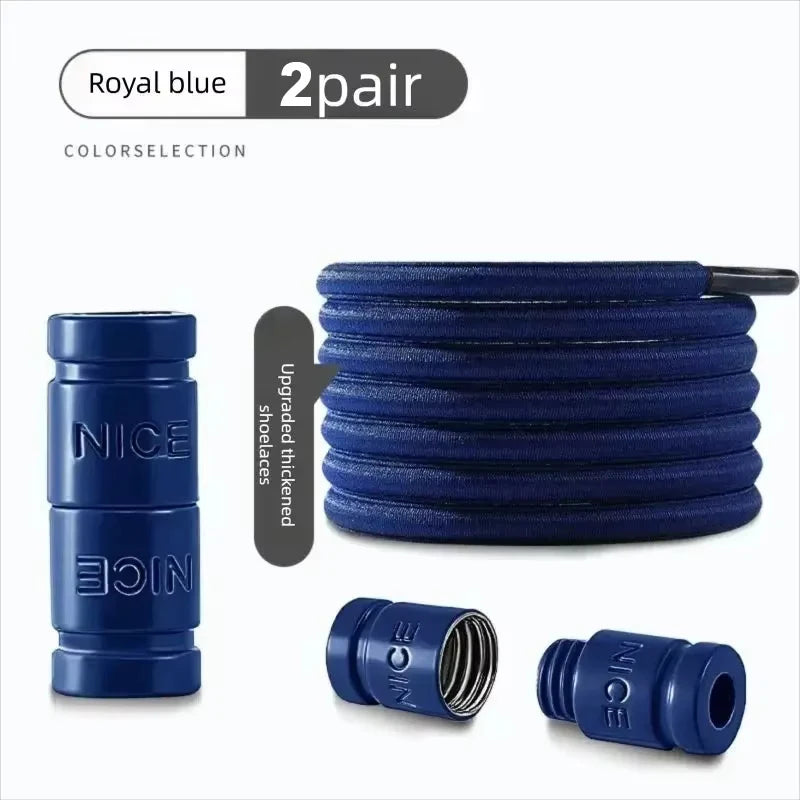Colorful Metal Lock Sneakers Elastic Shoelaces No Tie Sports Shoe Laces Capsule Lock Stretch Rubber Shoestrings for Easy Wear