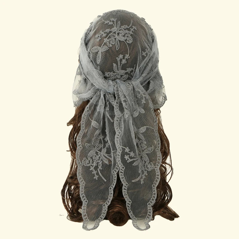 Fashion Ins Lace Hair Scarf Women Retro Triangle Hair Bands Vintage Triangular Headscarf Girls Elegant Headwear Hair Accessor