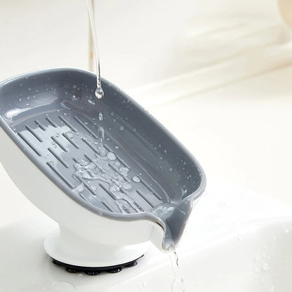 Soap Box Drain Free Punching Household Light Luxury Suction Cup SoapBox Toilet Countertop Soap Rack Bathroom Shelf - Gray