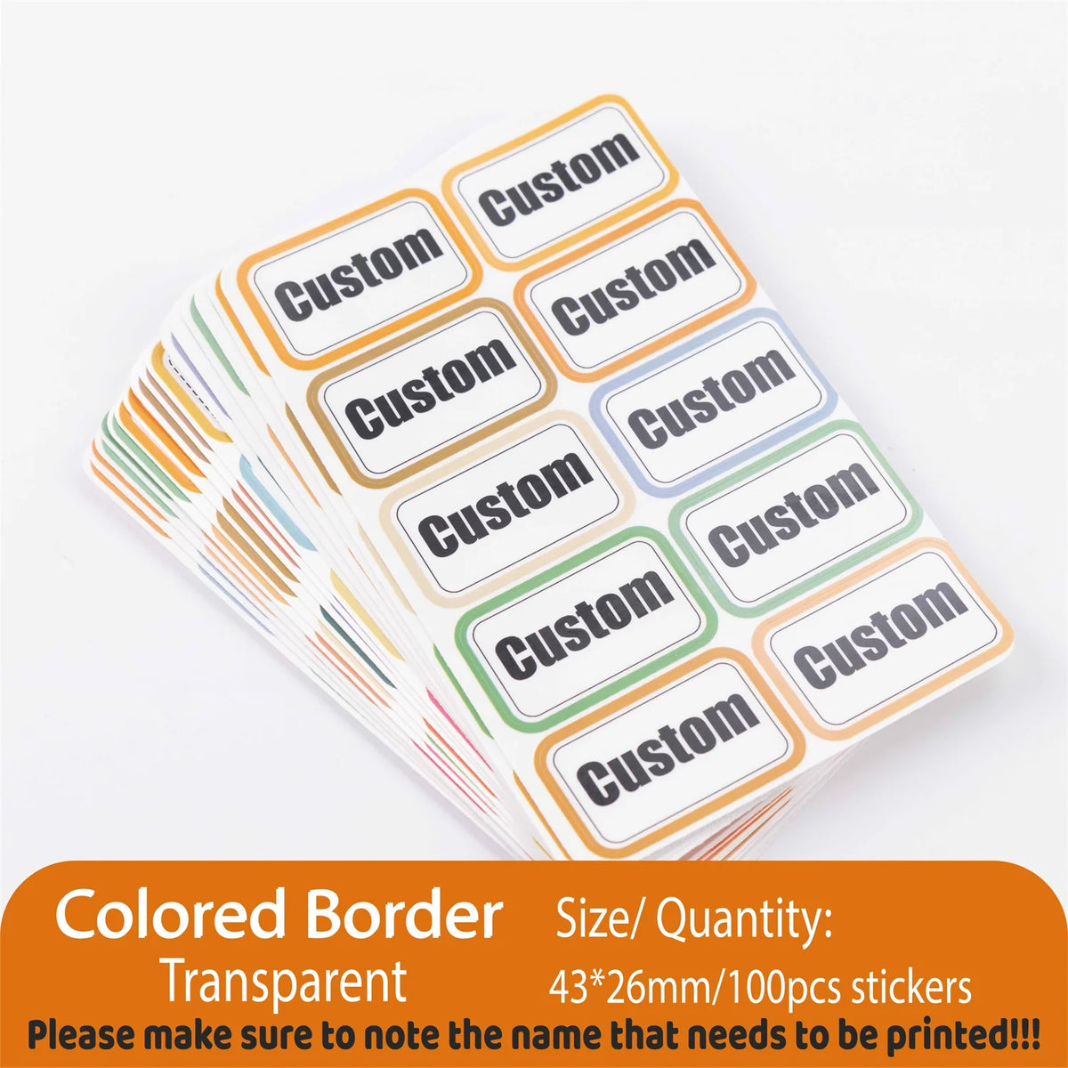 Custom Kawaii Name Tag Sticker Waterproof Stickers Decals Personalized Label for Children School Stationery Bottle - ColoredB