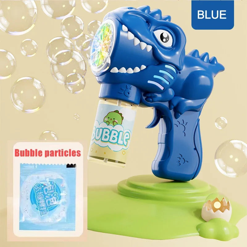 6-hole Dinosaur Bubble Machine Electric Bubble Gun with Light Fully Automatic Bubble Gun Automatic Soap Blower Outdoor Game T