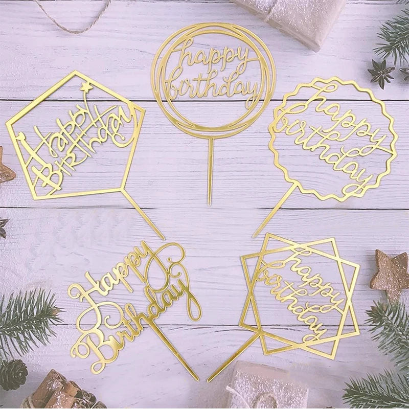 10/20Pcs 14cm Happy Birthday Cake Topper Acrylic Letter Cake Toppers Party Supplies Happy Birthday Black Cake Decorations