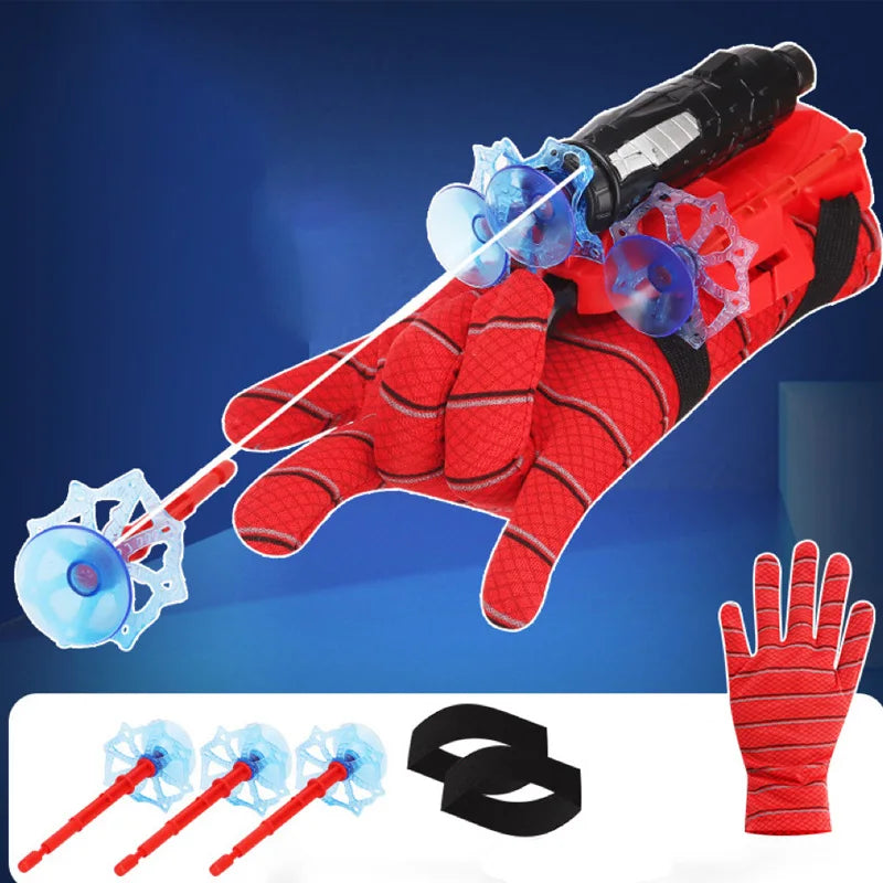 Superhero Launcher with Silk Glove Spiders Web Wrist Set Shooters Toy Anime Figures Cosplay Props for Children Kids Toys Gift