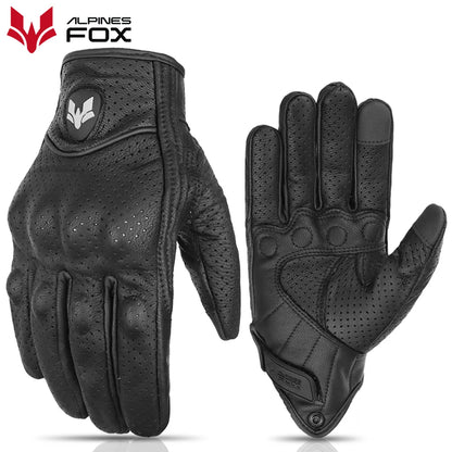 2023 Summer New Vintage Leather Motorcycle Gloves Men Black Wear-resistant Guantes Touchscreen Anti-slip Retro Motobiker Luva