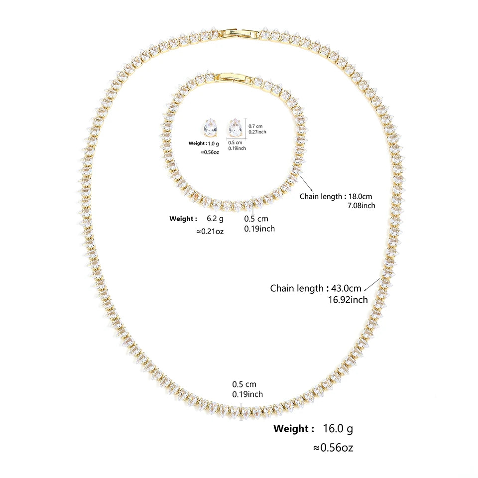 ZAKOL Gorgeous Buling AAA Clear Round Cubic Zirconia Wedding Bridal Necklace Earrings Party Jewelry Set for Women
