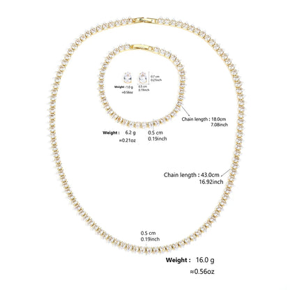 ZAKOL Gorgeous Buling AAA Clear Round Cubic Zirconia Wedding Bridal Necklace Earrings Party Jewelry Set for Women