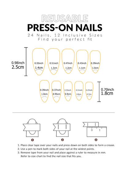 24PCS/ Almond Fake Nails Instantly Upgrade Your Look, Pink and White Set Off by Gold Lines, Simple and Generous, Suitable for