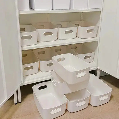 10pcs Large Capacity Storage Box with Cover Household Plastic Toy Storage Basket Snack Sundries Storage Box Desktop Organizer