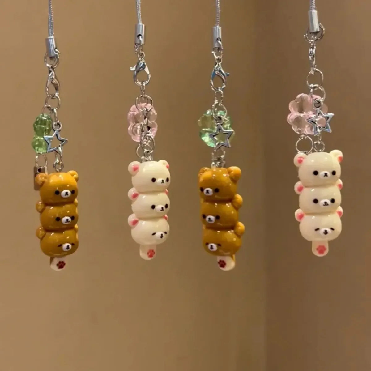 Cute Bear Phone Charms Pendant Kawaii Anime Keychain Accessories for Keys Schoolbag IPhone17 Pro Max Airpods Ins