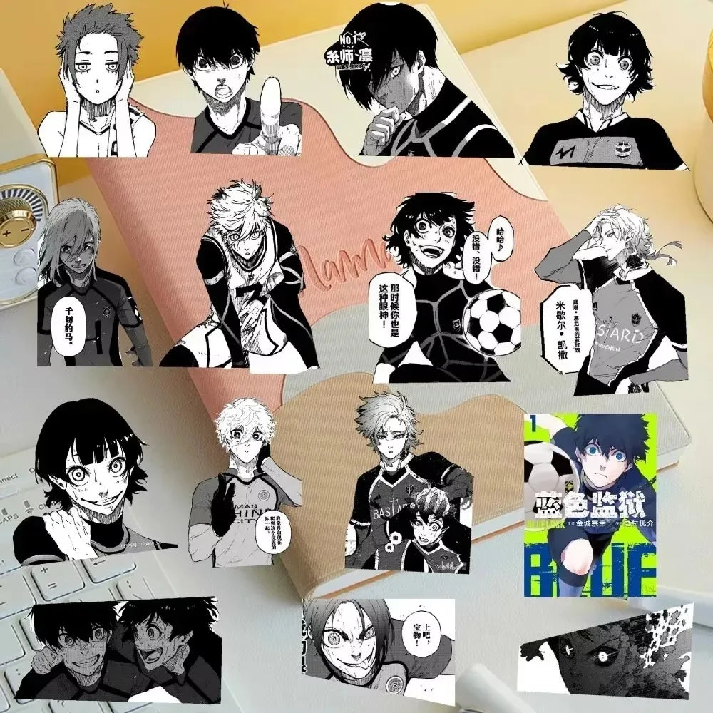 70Pcs Manga Style Blue Lock Black White Anime Sticker Nagi Seishiro Bachira Meguru Stickers Luggage Laptop DIY Sticker Toy