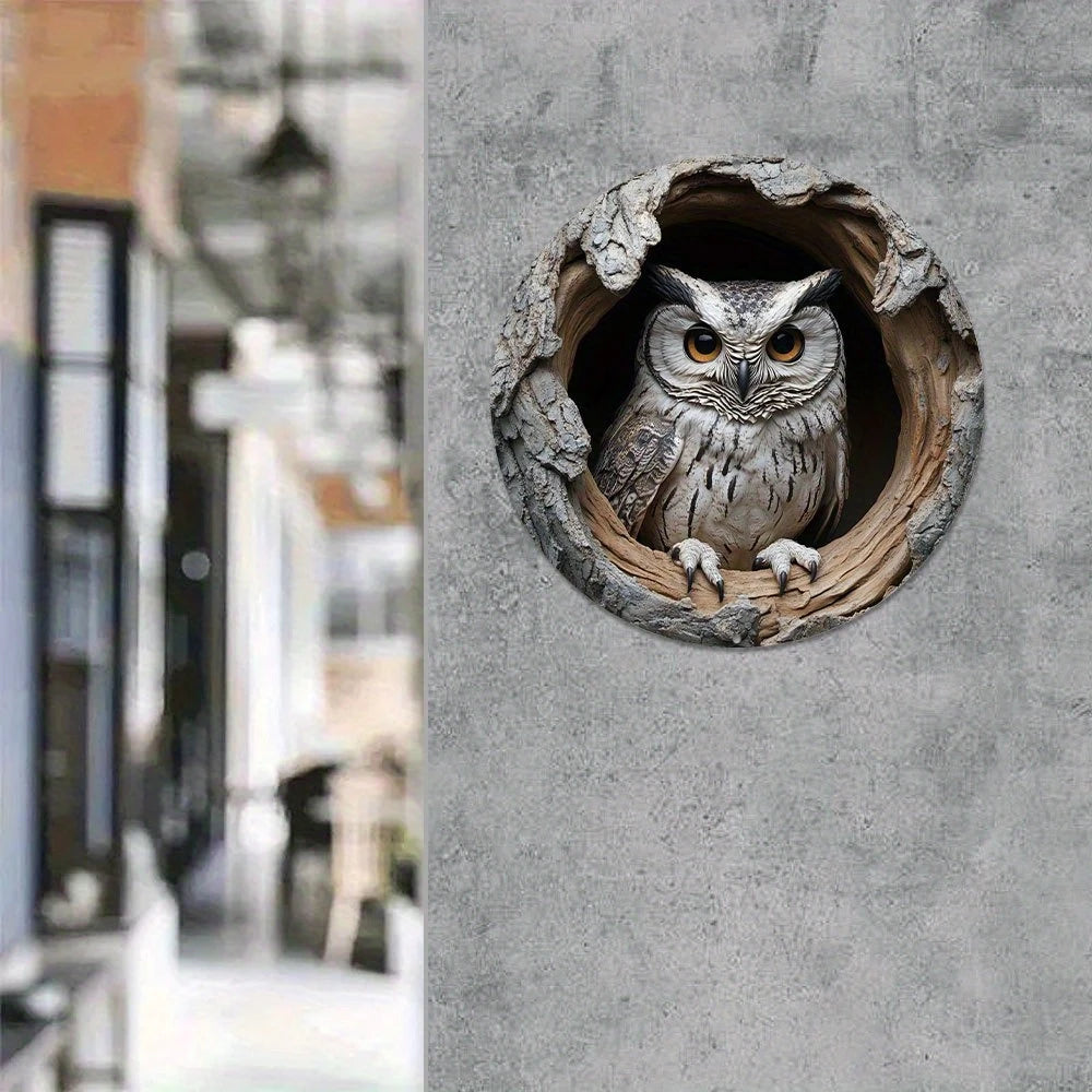 Contemporary Owl Wall Theme Round Wooden Home Kitchen Garden Club Garage Office Wall Decor Ideal Holiday Gift 8 inch