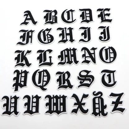 New 1PC Gothic Alphabet Embroidery Patches Iron On Letter Patch A-Z Patch Embroidered Patch Sew On Patches For Clothing Name 