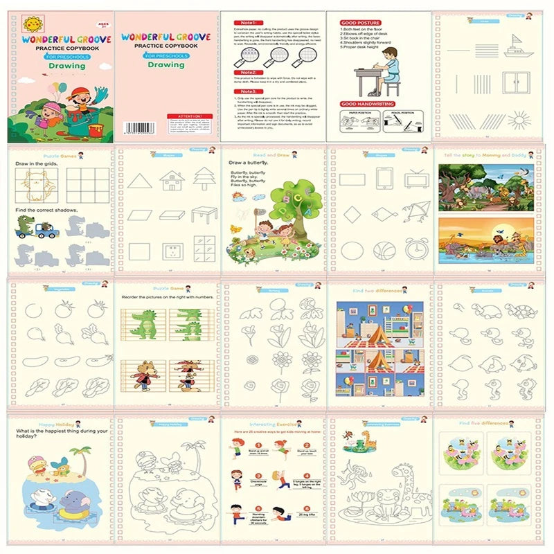 Copybooks Pen Magic Copy Book Free Wiping Writing Sticker Practice for Calligraphy Kids Learning Books Grooves Template Desig