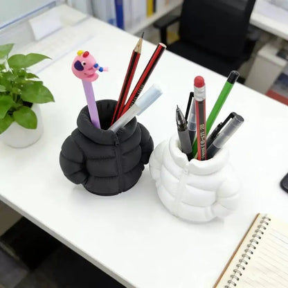 3D Puffer Jacket Shape Pen Holders,Cute Creative Stand-Up Storage Pen Pouch for Desk & Office