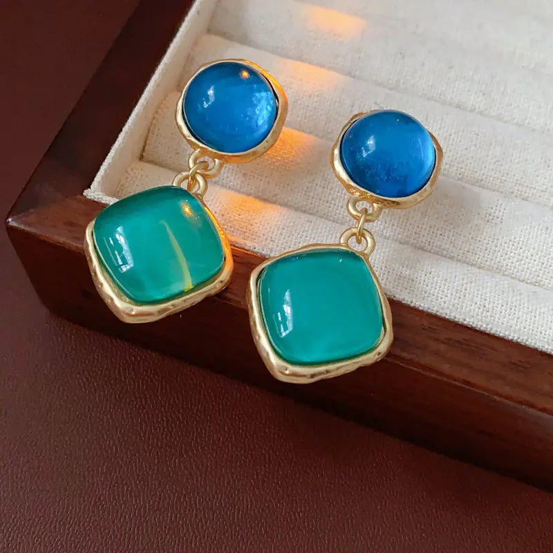 Vintage Red Resin Women's Earrings Stud Earrings Luxury large Geometric Oval earrings Party Wedding Ear Jewelry - style6
