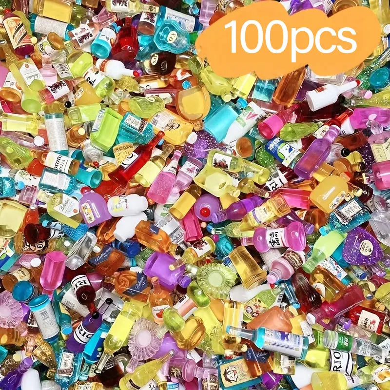 50 pieces of mini drink bottle doll house decoration, DIY mobile phone case wine bottle doll house decoration
