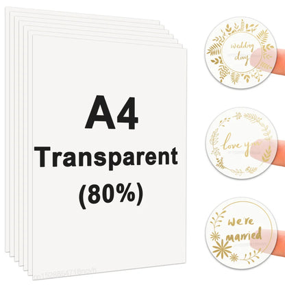 100% Transparent Printable Vinyl Sticker Paper A4 Vinyl Printing Paper for Inkjet Printer DIY Label Sticker Self Adhesive Pap