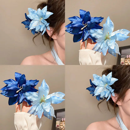 Retro Lily Flower Hairpin Valentine Headwear Girl Aesthetic Side Clip Hair Accessories Artificial Floral Hair Clip Festival G