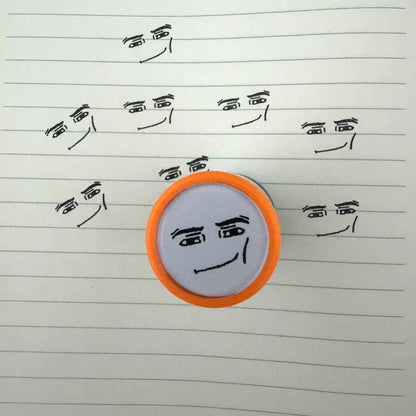 Subtle Quirky Funny Pressing-style Notebook Stamps Simple Smiling Face Seal For Exclusive Mark