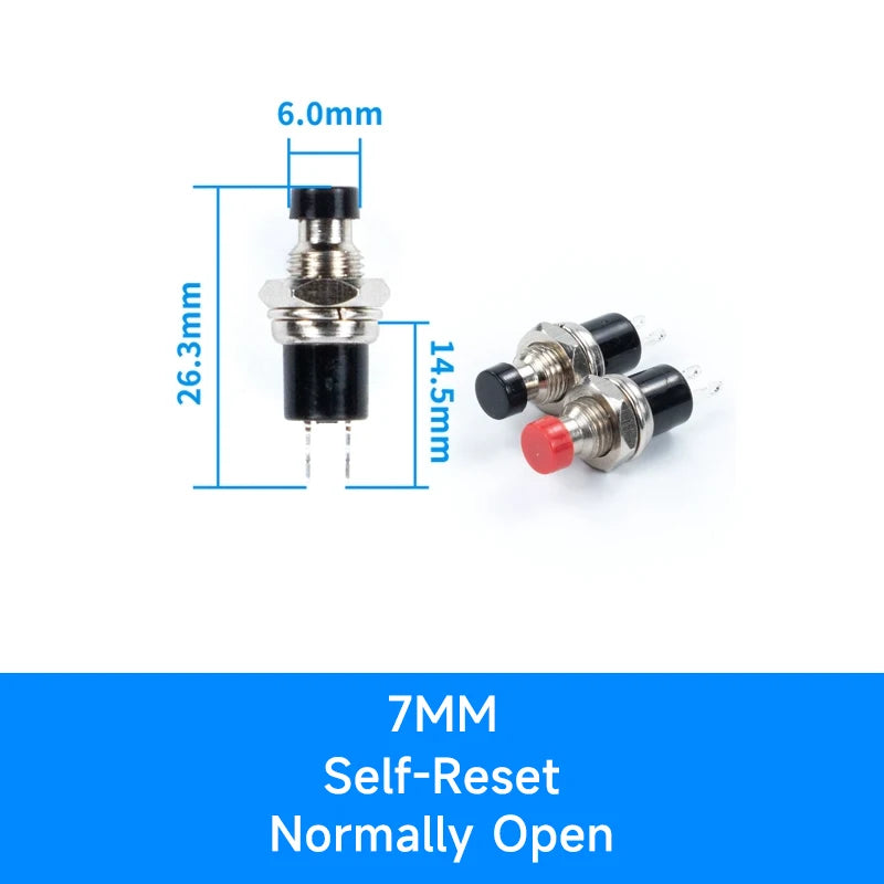5mm 7mm 10mm PBS-110 PB05A small circular metal button switch with self resetting self-locking point action power switch