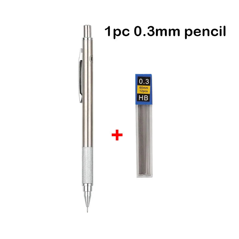 Mechanical Pencil Set 0.3 0.5 0.7 0.9 1.3 2.0mm Full Metal Art Drawing Painting Automatic Pencil with Leads Office School Sup