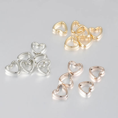 50pcs Heart Frame Wrapped Bead Double Stright Hole Spacers Loose Beads for Jewelry Making DIY Findings