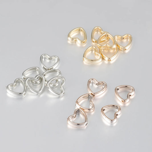 50pcs Heart Frame Wrapped Bead Double Stright Hole Spacers Loose Beads for Jewelry Making DIY Findings