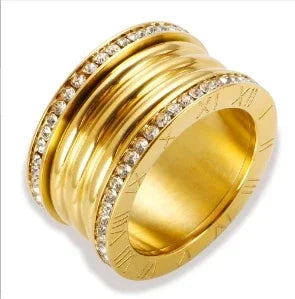 Personality Round Beads Ring Band Small Clear Crystal Zircon Waterproof Stainless Steel Rings Simple Granular Fine Jewelry - 