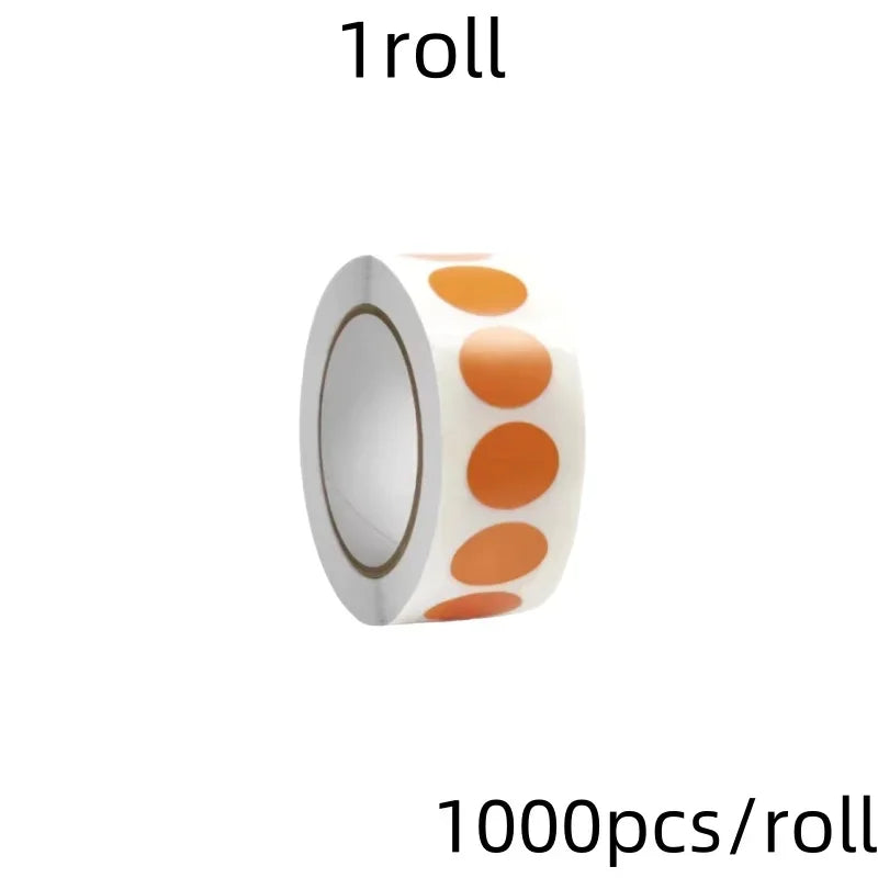 1000 PCS Color Dot Label Sticker Classification Mark Coated Paper Sticker Rolls Kawaii Stationery Aesthetic - orange-1000pcs 