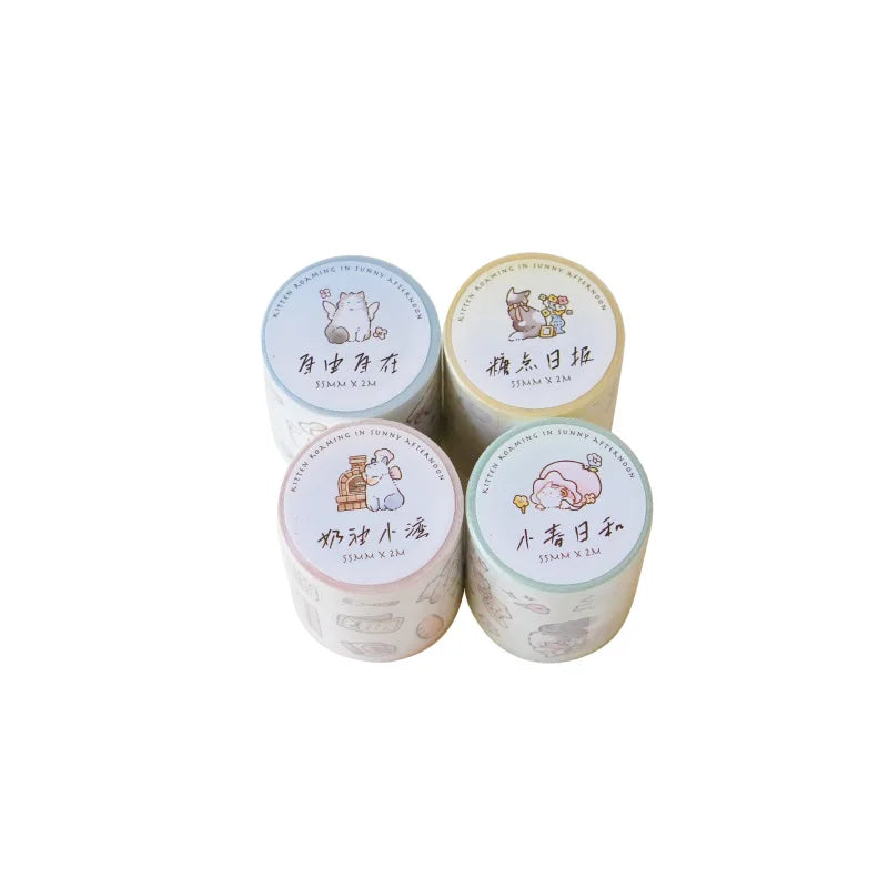 Kitten Synthetic Paper Flash Film Die Cutting Tape Cartoon Cute Children Gooka Decorative Sticker