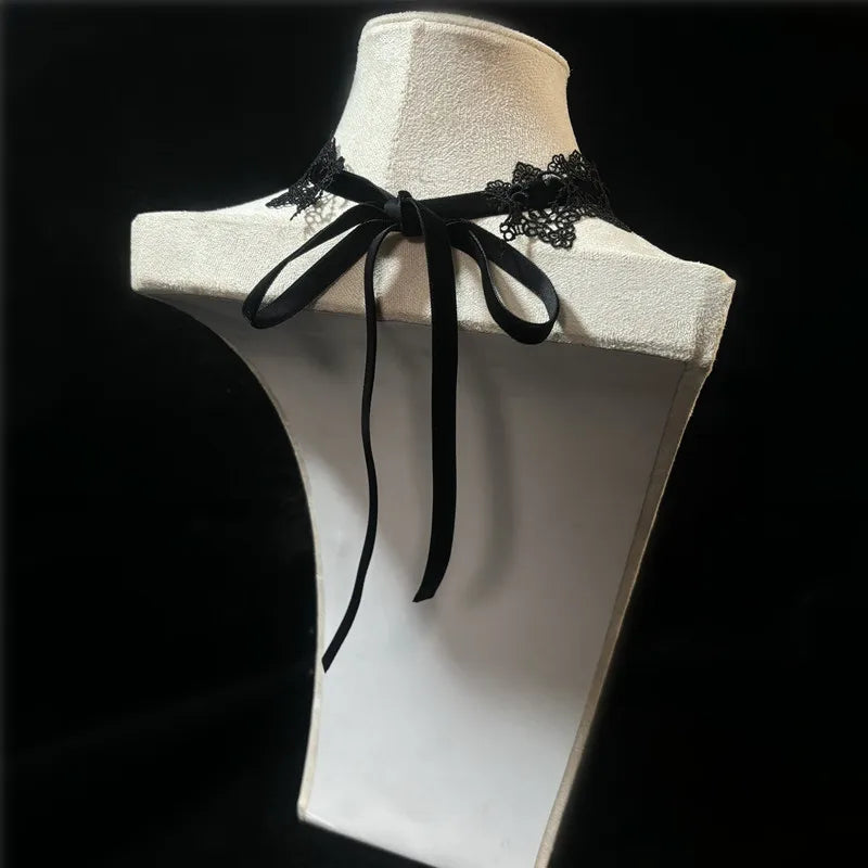 2026 New Sexy Lace Flower Necklace for Women Gothic Punk Velvet Collar Choker Black Waterdrop Pendent Necklace Strap Bow Jewe
