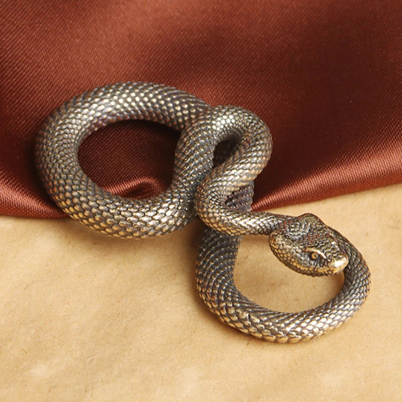 Home Decoration, Retro Copper Snake Ornament, Antique Animal Figurines, Unique Desk Decor, Vintage Home Accessories, Miniatur