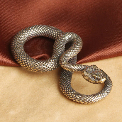 Home Decoration, Retro Copper Snake Ornament, Antique Animal Figurines, Unique Desk Decor, Vintage Home Accessories, Miniatur