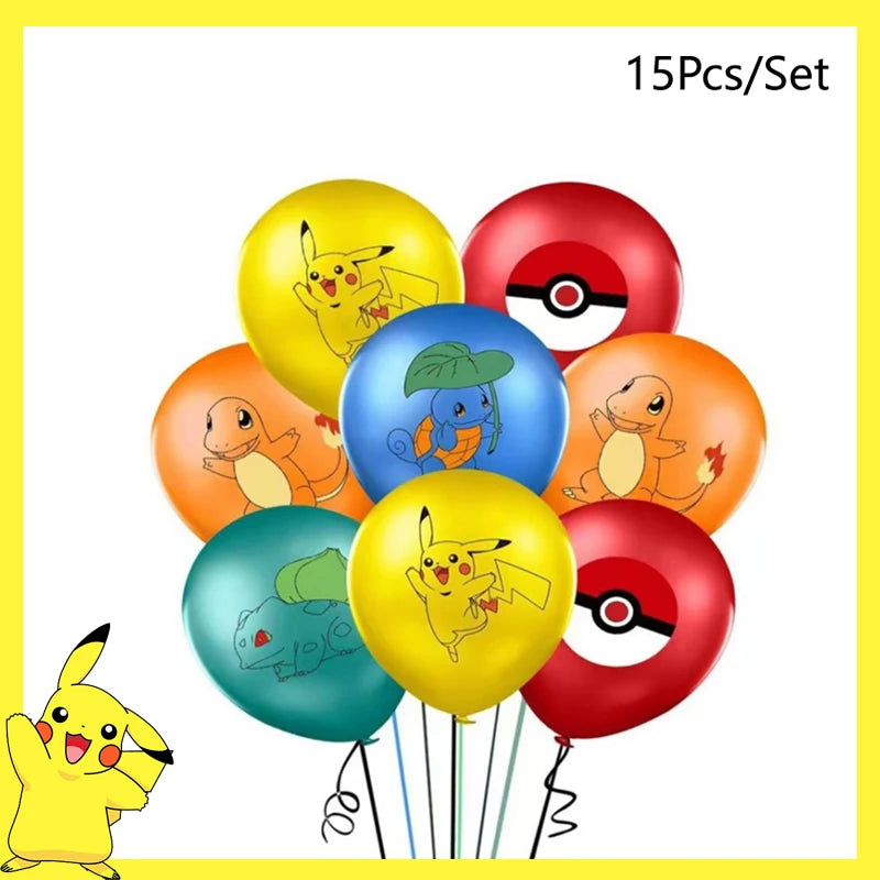 Pokemon Birthday Party Decoration Pikachu Disposable Tableware Cup Napkin Plate Tablecloth Baby Shower Cake Topper Flag Ballo
