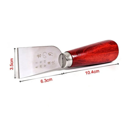 DIY Leathercraft Tool Wooden Handle Stainless Steel Leather Cutting Knife Leather Shovel Knife for Leather Working