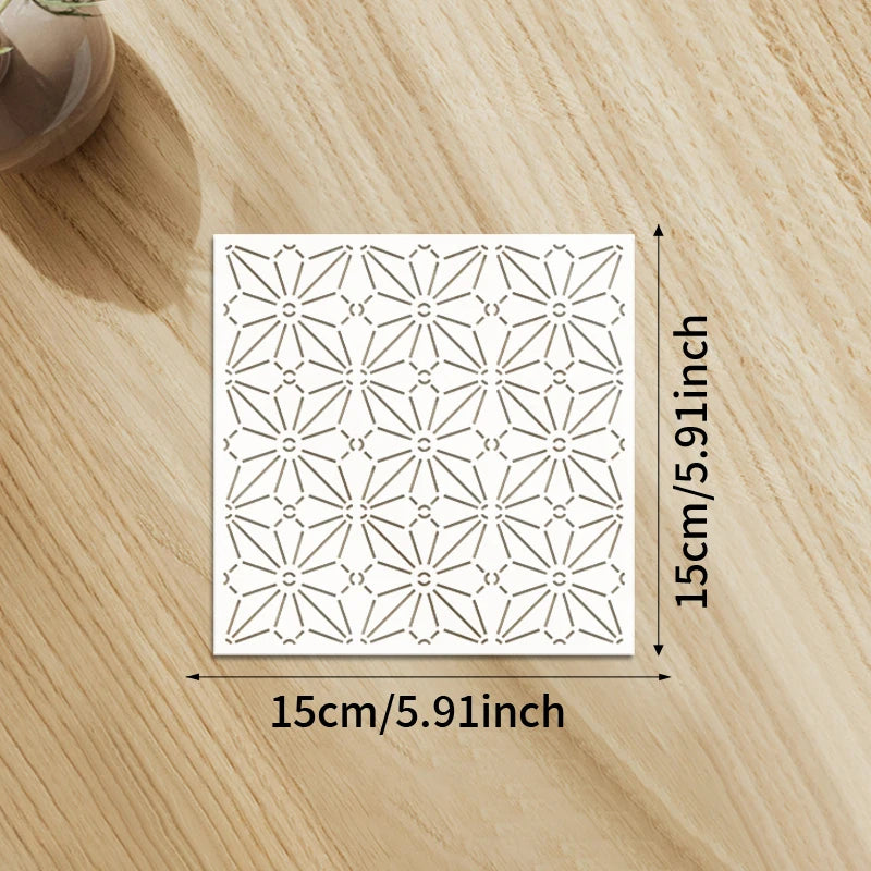 YOMDID 4pcs Sashiko Embroidery Templates DIY Embroidery Pattern Quilting Templates Reusable PET Stencils for Quilting and Cra