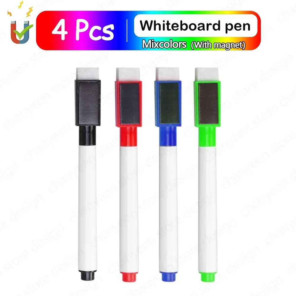 4/8Pcs Magnetic Erasable Whiteboard Pen Color Options Numbering Stationery Office Teaching Supplies for Blackboard Student No