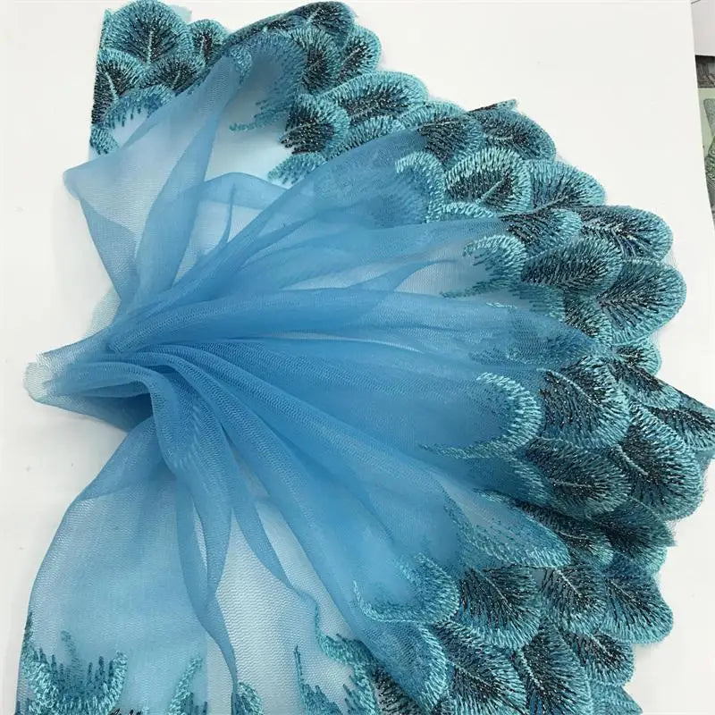 18CM H629 Organza Peacock Colorful Lace Wedding Embroidered Diy Handmade Patchwork lace TRIM Ribbon For Sewing Supplies Craft