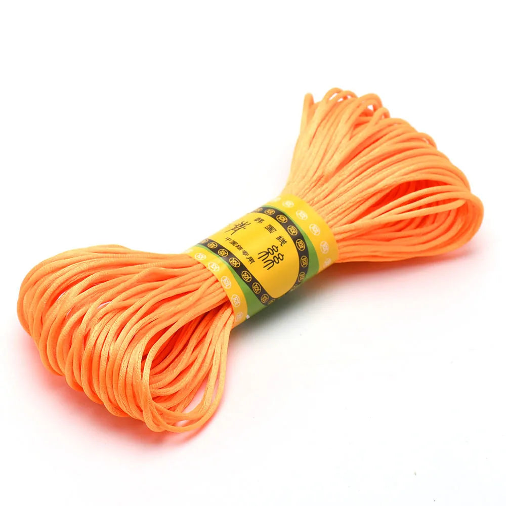 20M 1.5mm Satin Nylon Trim Cord, Rattail Cord Chinese Knot - Orange