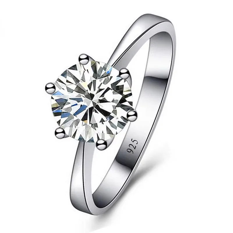Fine Wedding Rings for Men Women Gift S925 Sterling Silver Color Austrian Crystal Engagement Proposal Ring Jewelry Bague Femm