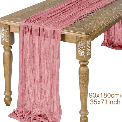 Semi-Sheer Gauze Table Runner Sage Cheesecloth Table Setting Dining Vintage Wedding Decoration Banquets Arches Retro Boho Dec