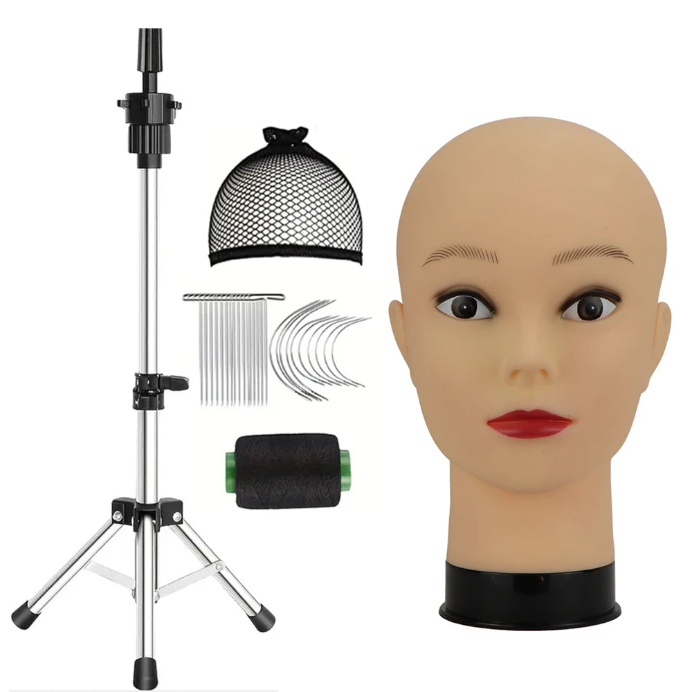 Mannequin Head With Tripod For Making Wig Hat Glasses Mask Display Cosmetology Manikin Head For Makeup Practice Wig Install K